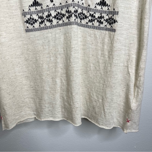 We The Free Embroidered Wildlife Round Neck Short Sleeve Linen Shirt Size S NWT - Picture 5 of 14